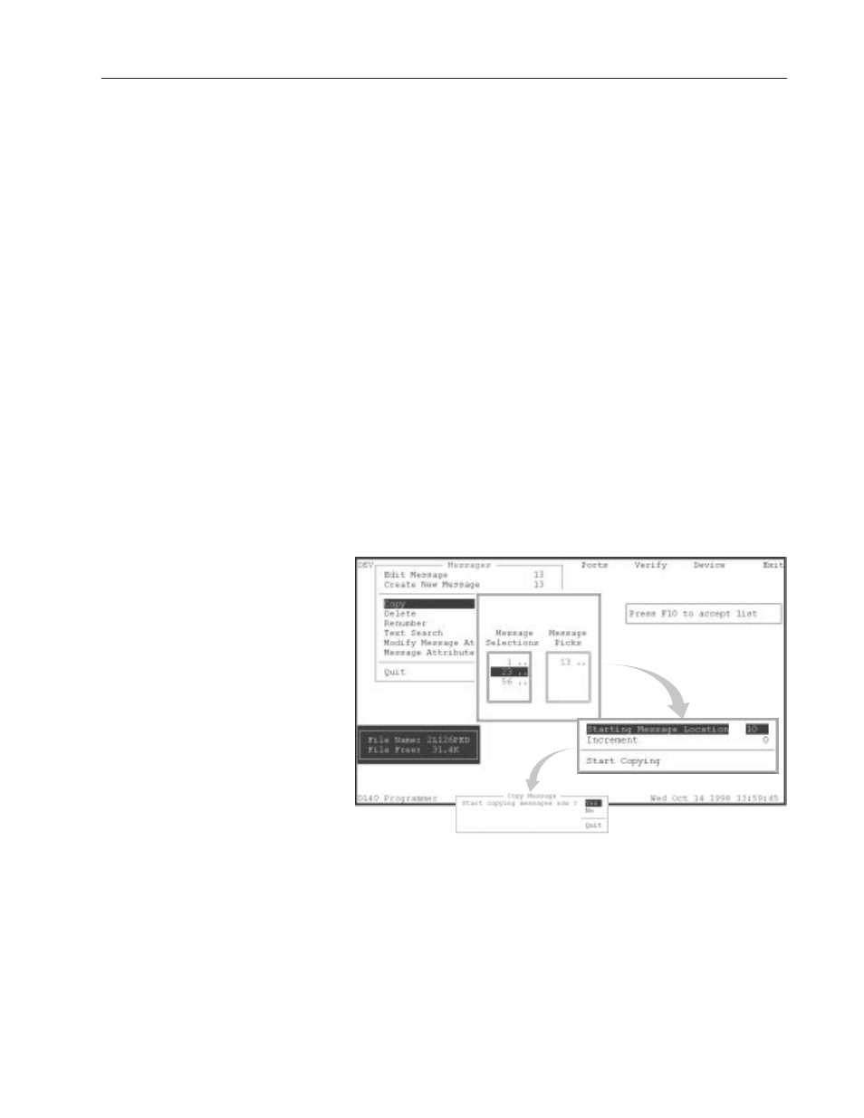 Copy messages screen | Rockwell Automation 2706-LSW DL40 PLUS OFFLINE PROG.SFTWR.USER MANUAL User Manual | Page 59 / 149