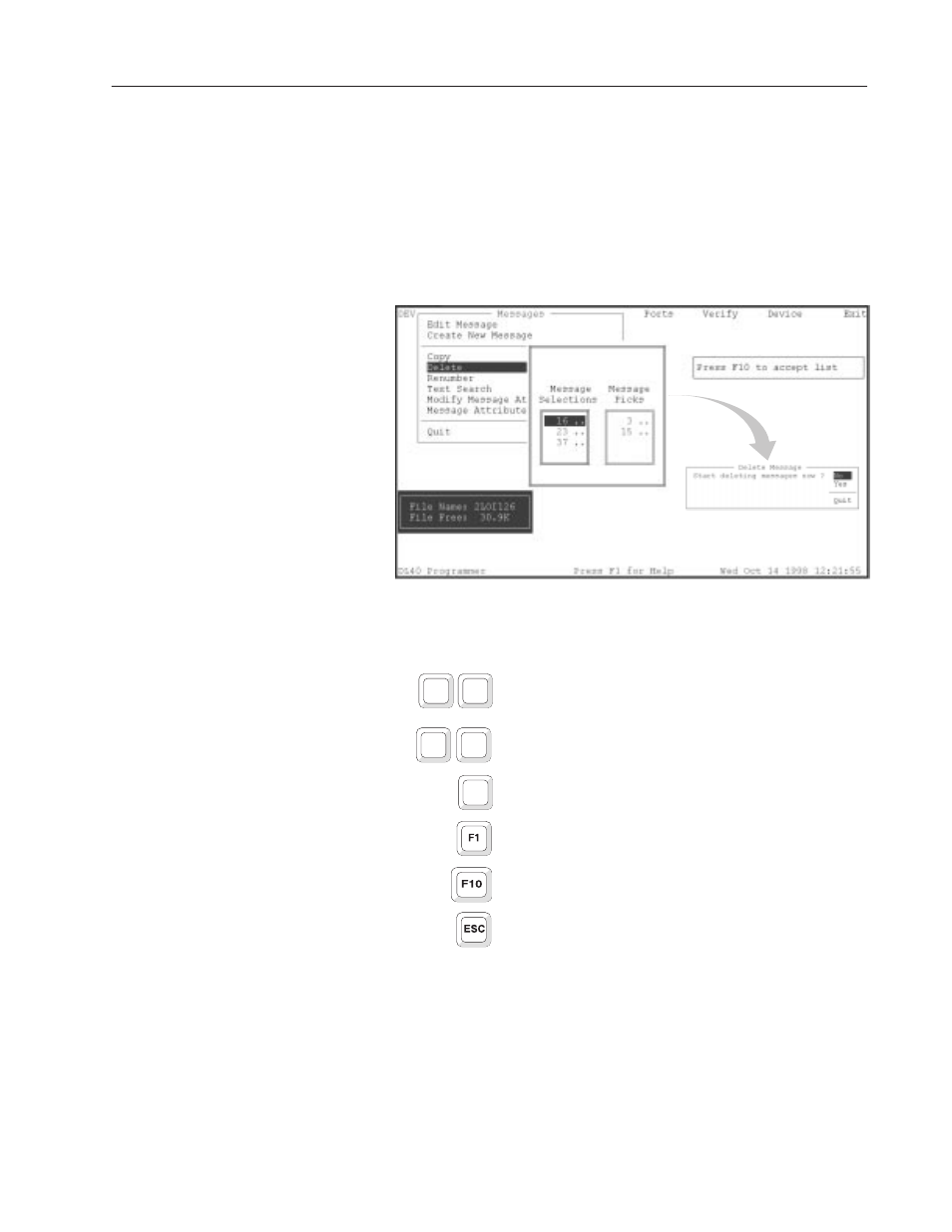 Delete message screen | Rockwell Automation 2706-LSW DL40 PLUS OFFLINE PROG.SFTWR.USER MANUAL User Manual | Page 61 / 149