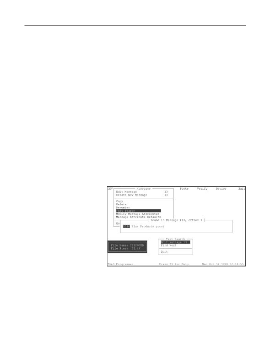 Text search screen | Rockwell Automation 2706-LSW DL40 PLUS OFFLINE PROG.SFTWR.USER MANUAL User Manual | Page 64 / 149