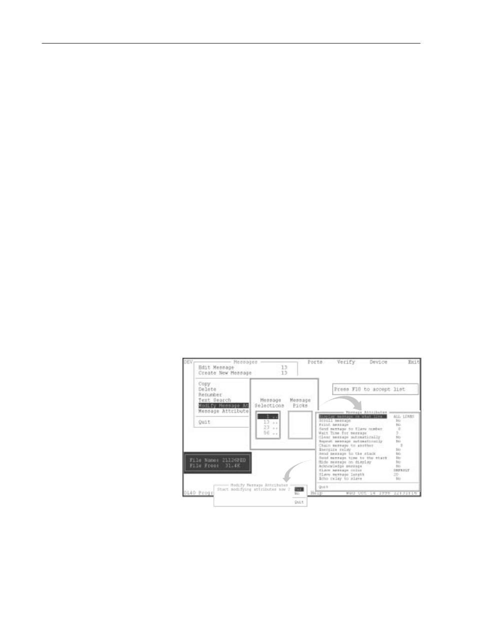 Modify message attributes screen | Rockwell Automation 2706-LSW DL40 PLUS OFFLINE PROG.SFTWR.USER MANUAL User Manual | Page 66 / 149