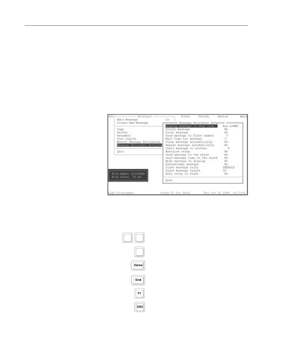 Message attribute default screen | Rockwell Automation 2706-LSW DL40 PLUS OFFLINE PROG.SFTWR.USER MANUAL User Manual | Page 74 / 149