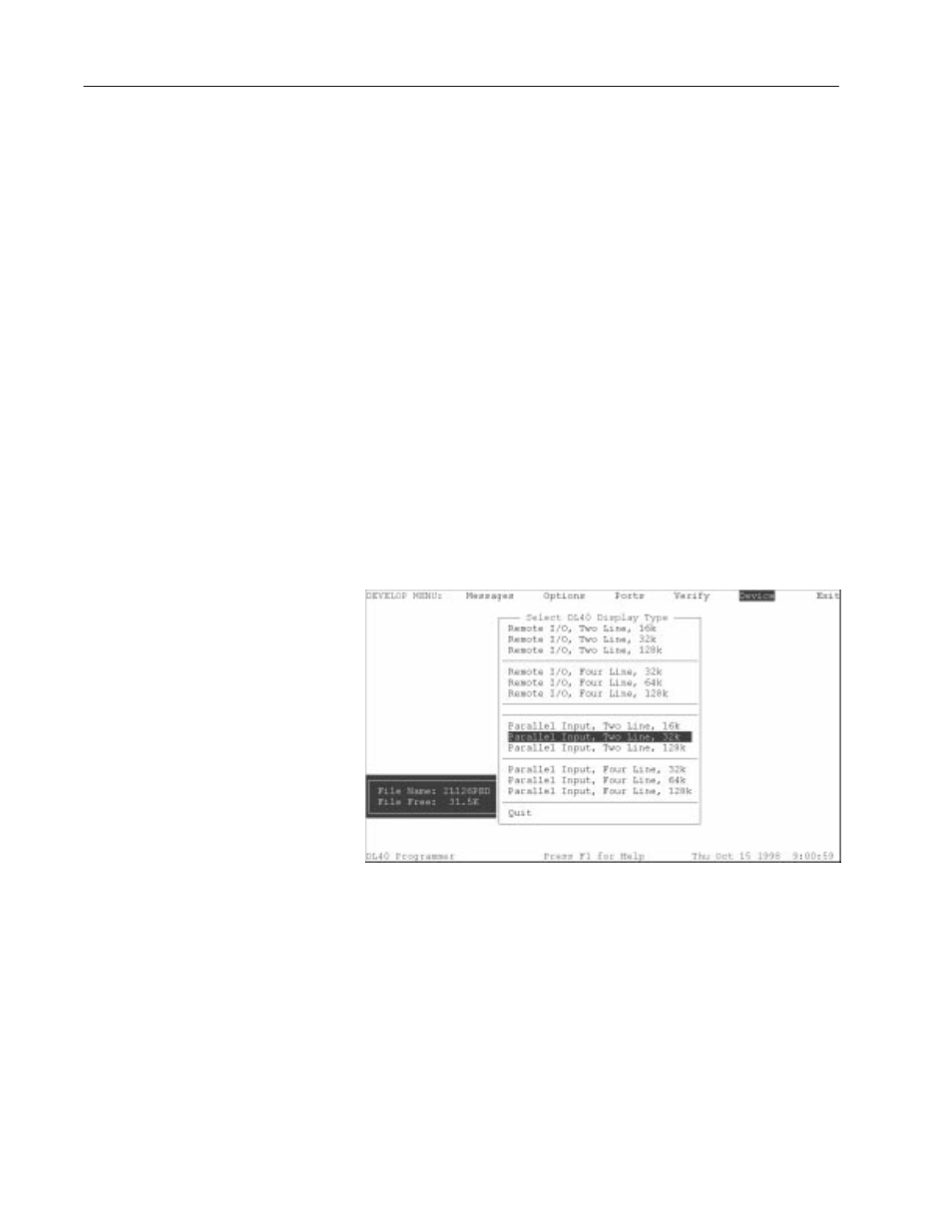 Device menu | Rockwell Automation 2706-LSW DL40 PLUS OFFLINE PROG.SFTWR.USER MANUAL User Manual | Page 86 / 149