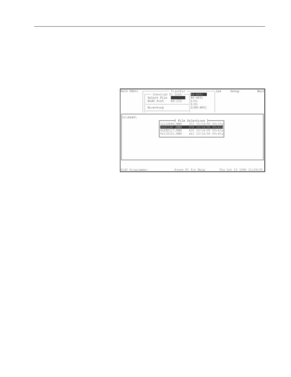 Downloading a file using rs-232 or rs-485 | Rockwell Automation 2706-LSW DL40 PLUS OFFLINE PROG.SFTWR.USER MANUAL User Manual | Page 90 / 149