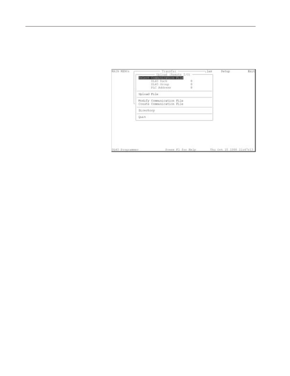 Uploading a file using remote i/o (passthrough) | Rockwell Automation 2706-LSW DL40 PLUS OFFLINE PROG.SFTWR.USER MANUAL User Manual | Page 97 / 149