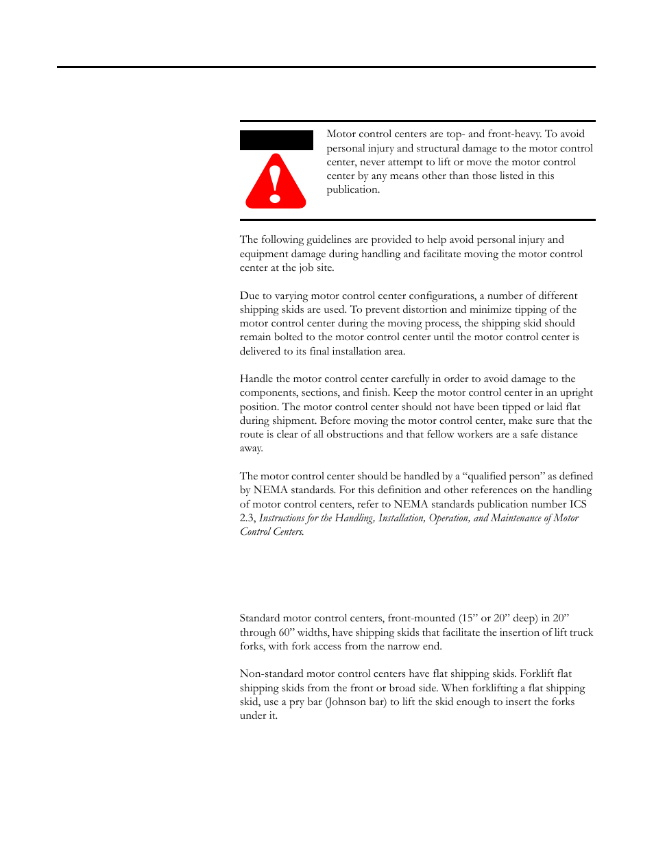 Handling, Forklifting | Rockwell Automation 2100 Receiving, Handling, and Storing MCCs User Manual | Page 2 / 12