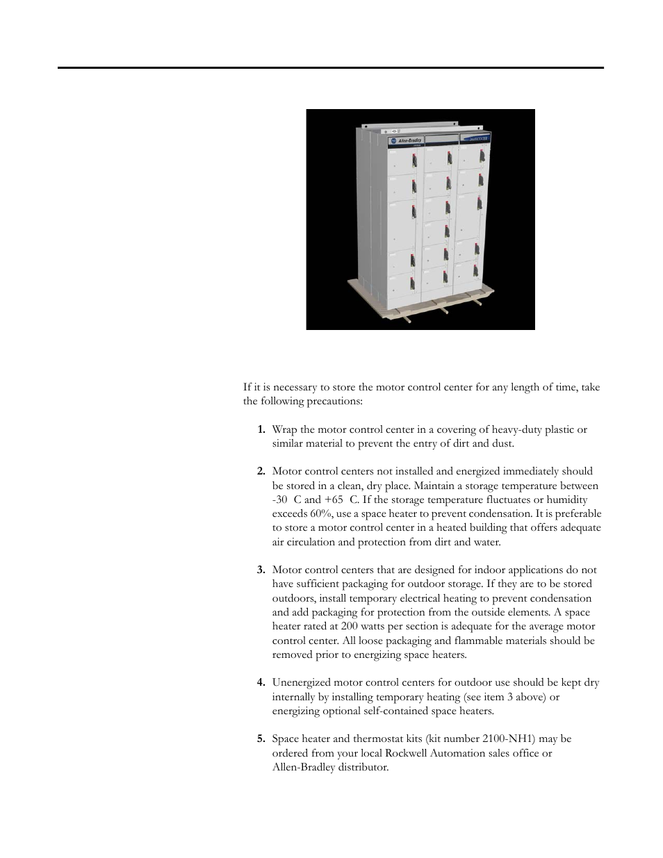 Storing | Rockwell Automation 2100 Receiving, Handling, and Storing MCCs User Manual | Page 8 / 12