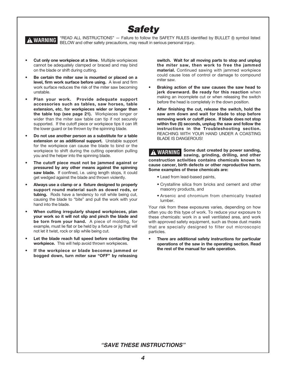 Safety | Bosch 3912 User Manual | Page 4 / 84