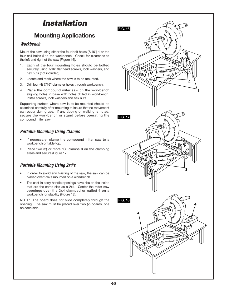 Installation, Mounting applications | Bosch 3912 User Manual | Page 46 / 84