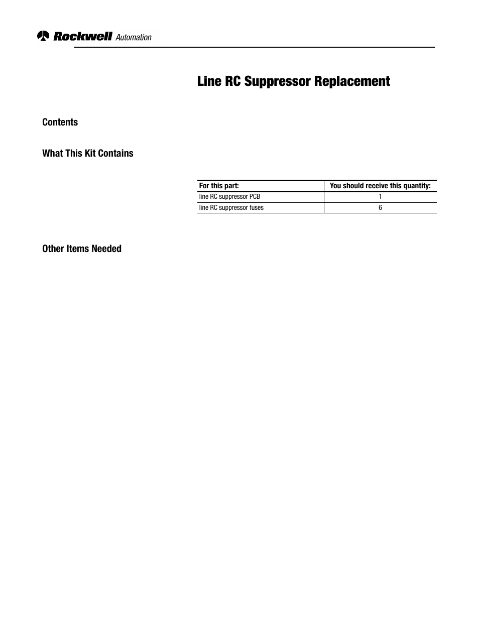Rockwell Automation 2364,2364E Line RC Suppressor Replacement User Manual | 4 pages