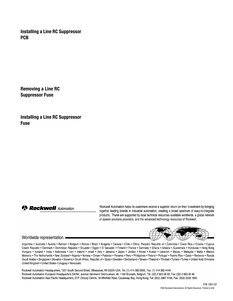 Installing a line rc suppressor pcb, Removing a line rc suppressor fuse, Installing a line rc suppressor fuse | Rockwell Automation 2364,2364E Line RC Suppressor Replacement User Manual | Page 4 / 4