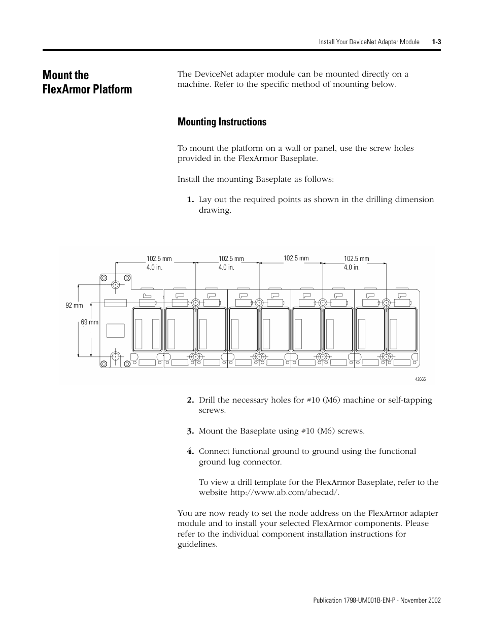 Mount the flexarmor platform, Mounting instructions | Rockwell Automation 1798-IB4 FlexArmor User Manual User Manual | Page 11 / 72