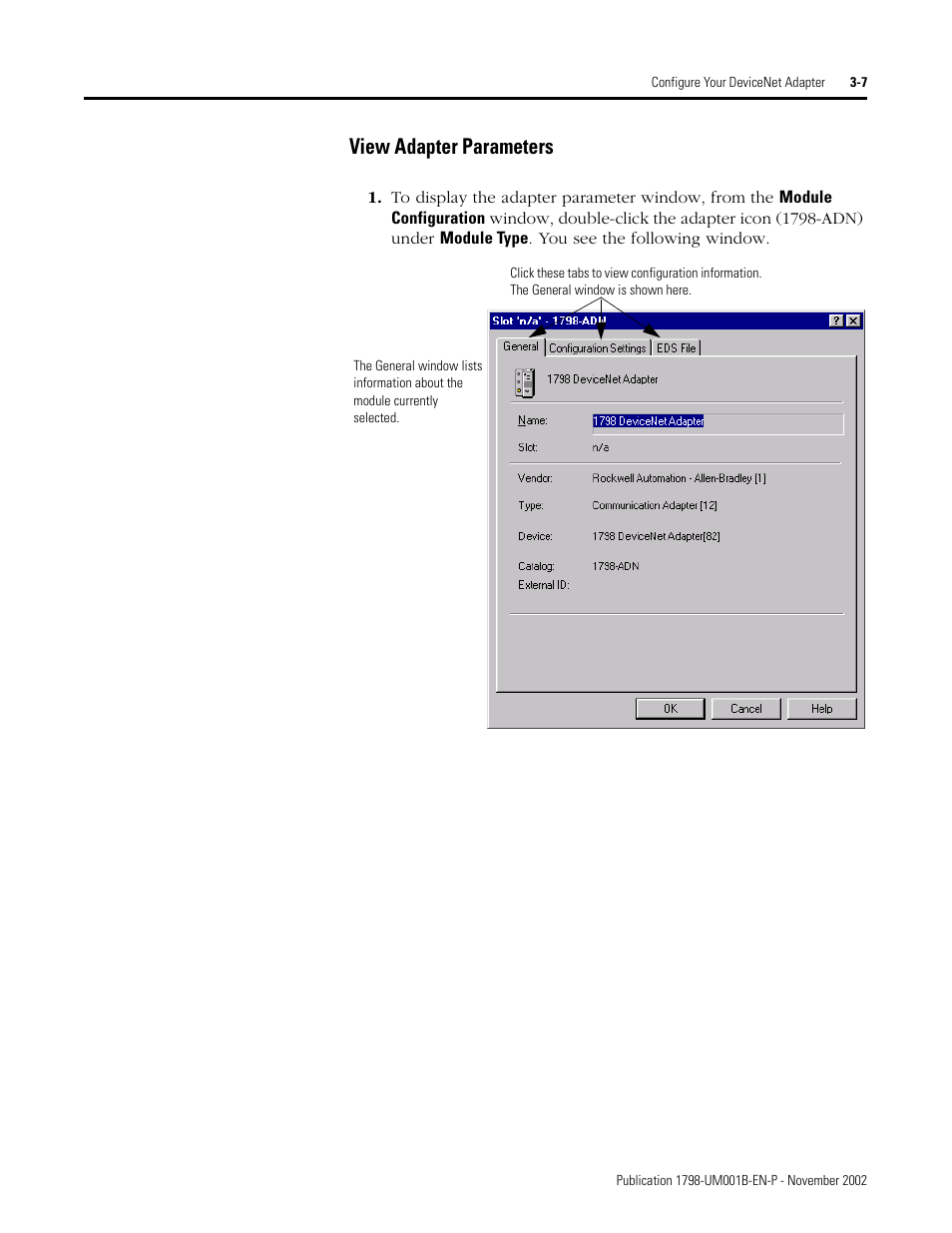 View adapter parameters | Rockwell Automation 1798-IB4 FlexArmor User Manual User Manual | Page 35 / 72
