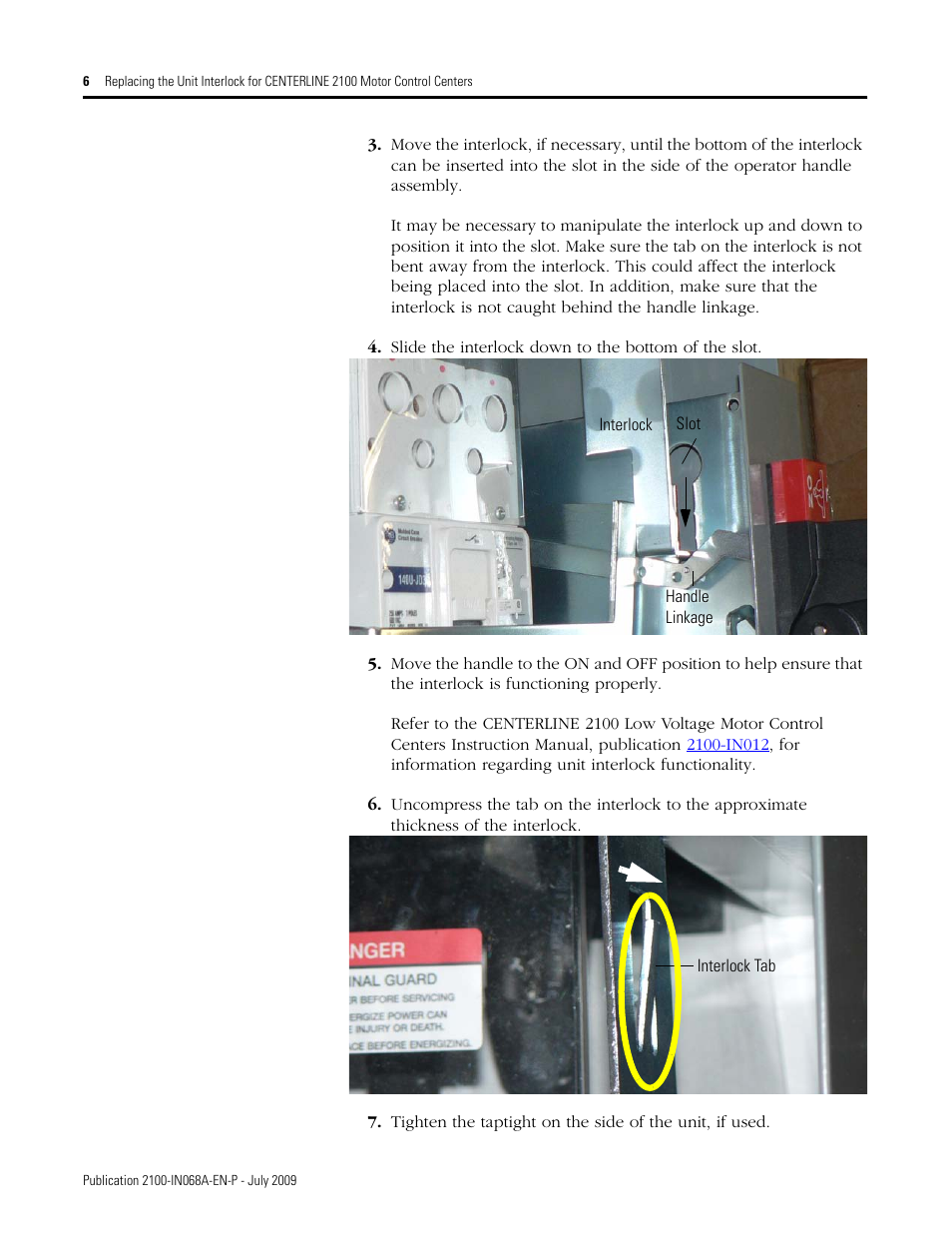 Rockwell Automation 2100H-UNTLKx Replacing the Unit Interlock for CENTERLINE 2100 Motor Control Centers User Manual | Page 6 / 8