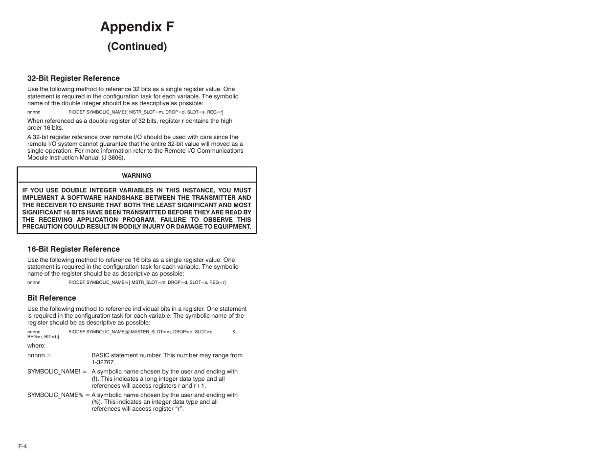 Appendix f, Continued) | Rockwell Automation 57C421B Pulsetach Input Module/DCS 5000/AutoMax User Manual | Page 64 / 70