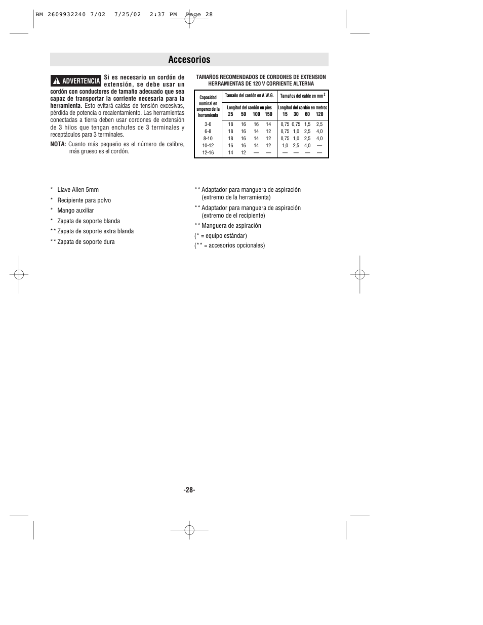 Accesorios | Bosch 3107DVS User Manual | Page 28 / 32