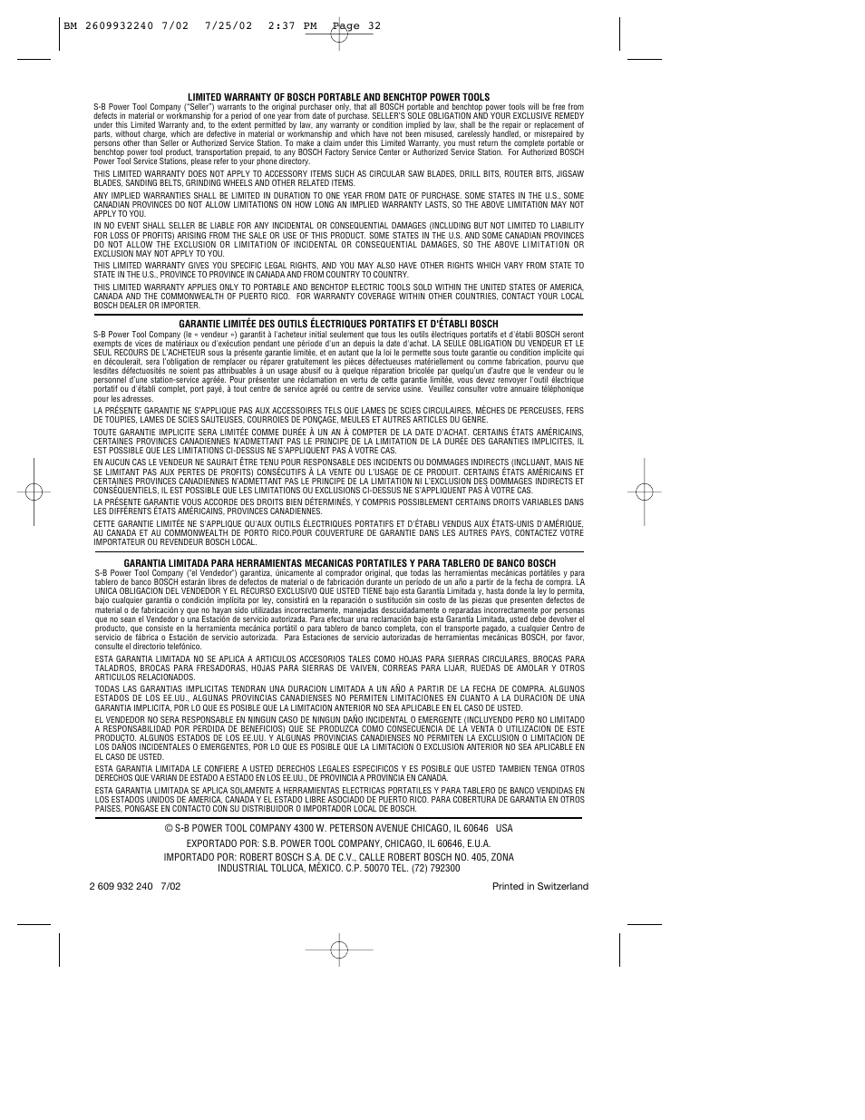 Bosch 3107DVS User Manual | Page 32 / 32