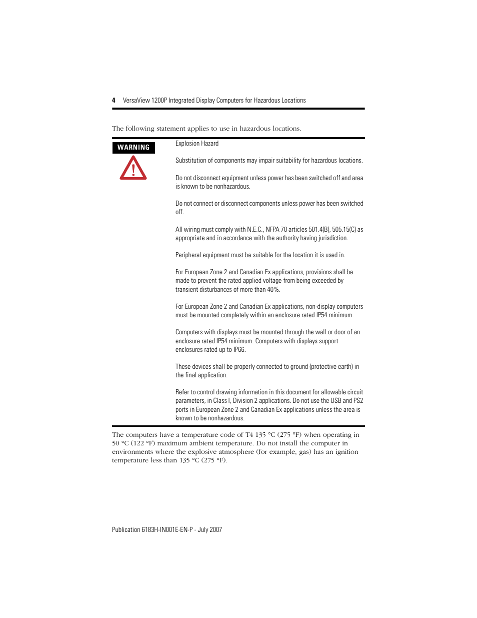 Rockwell Automation VersaView 1200P Integrated Display Computers for Hazardous Locations User Manual | Page 4 / 24