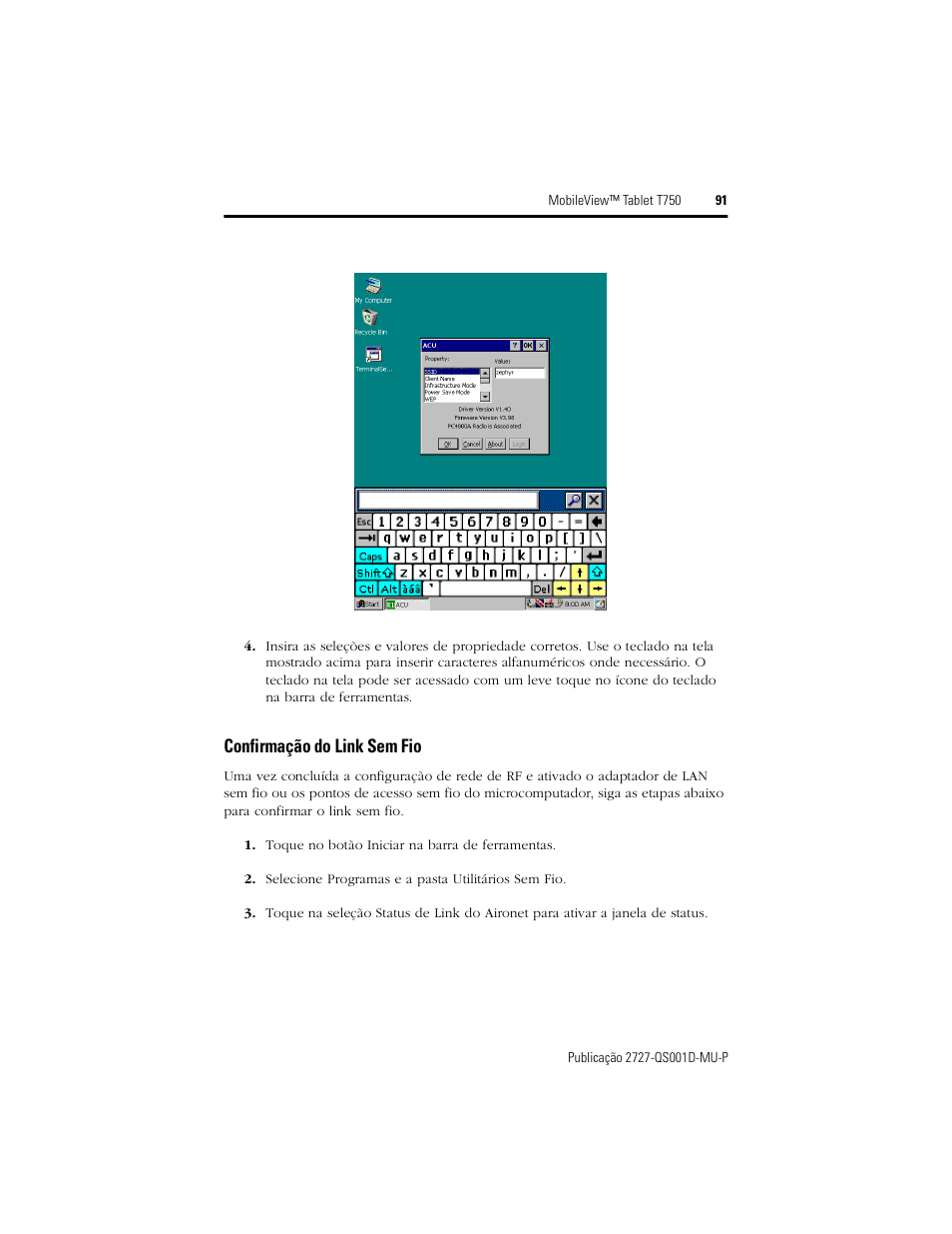 Confirmação do link sem fio | Rockwell Automation 2727-T7P30D1Fxx MobileView Tablet T750 Quick Start User Manual | Page 91 / 100