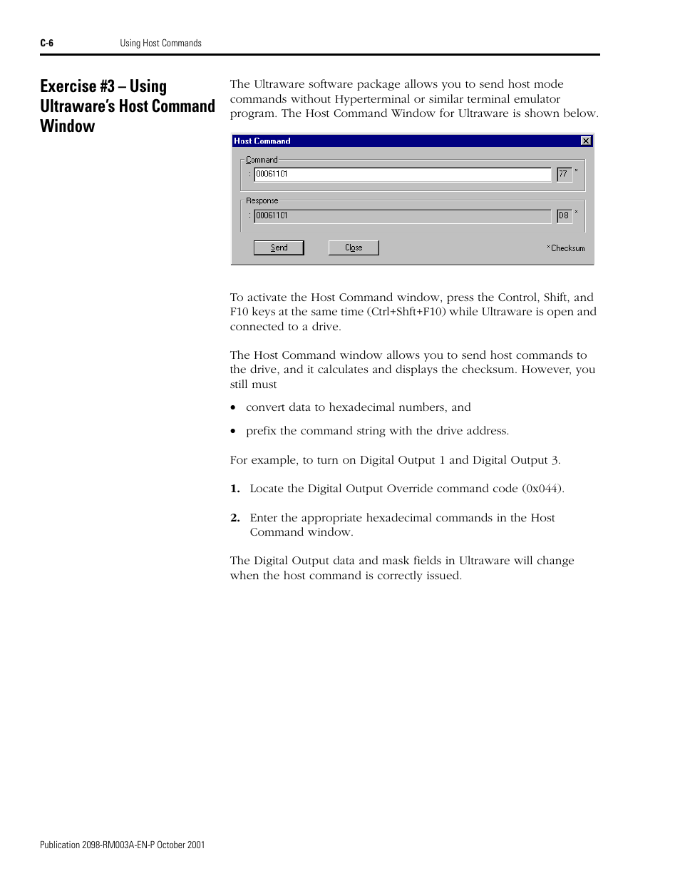 Rockwell Automation 2098-DSD-xxx Ultra3000 Host Commands for Serial Interface User Manual | Page 170 / 176