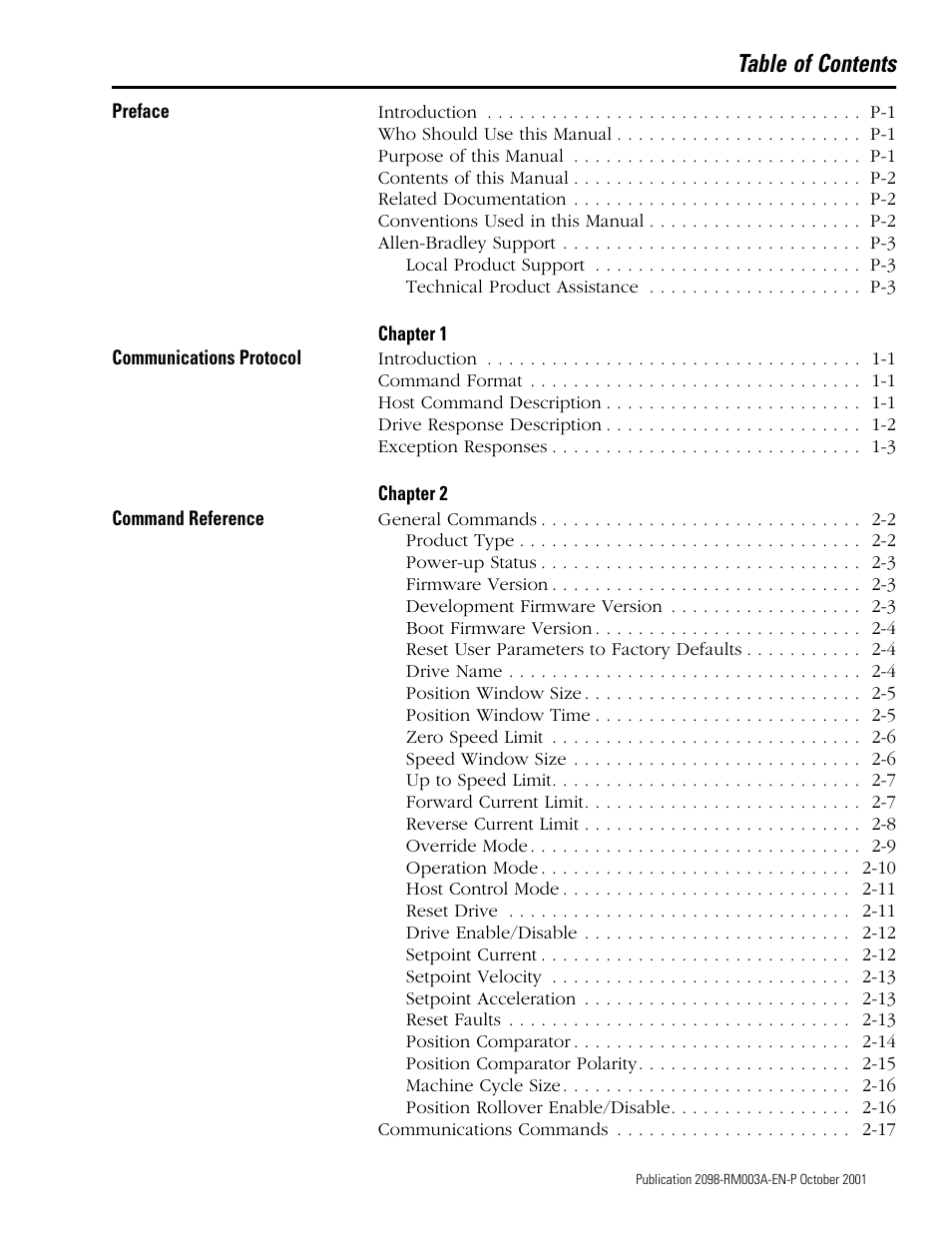 Rockwell Automation 2098-DSD-xxx Ultra3000 Host Commands for Serial Interface User Manual | Page 3 / 176