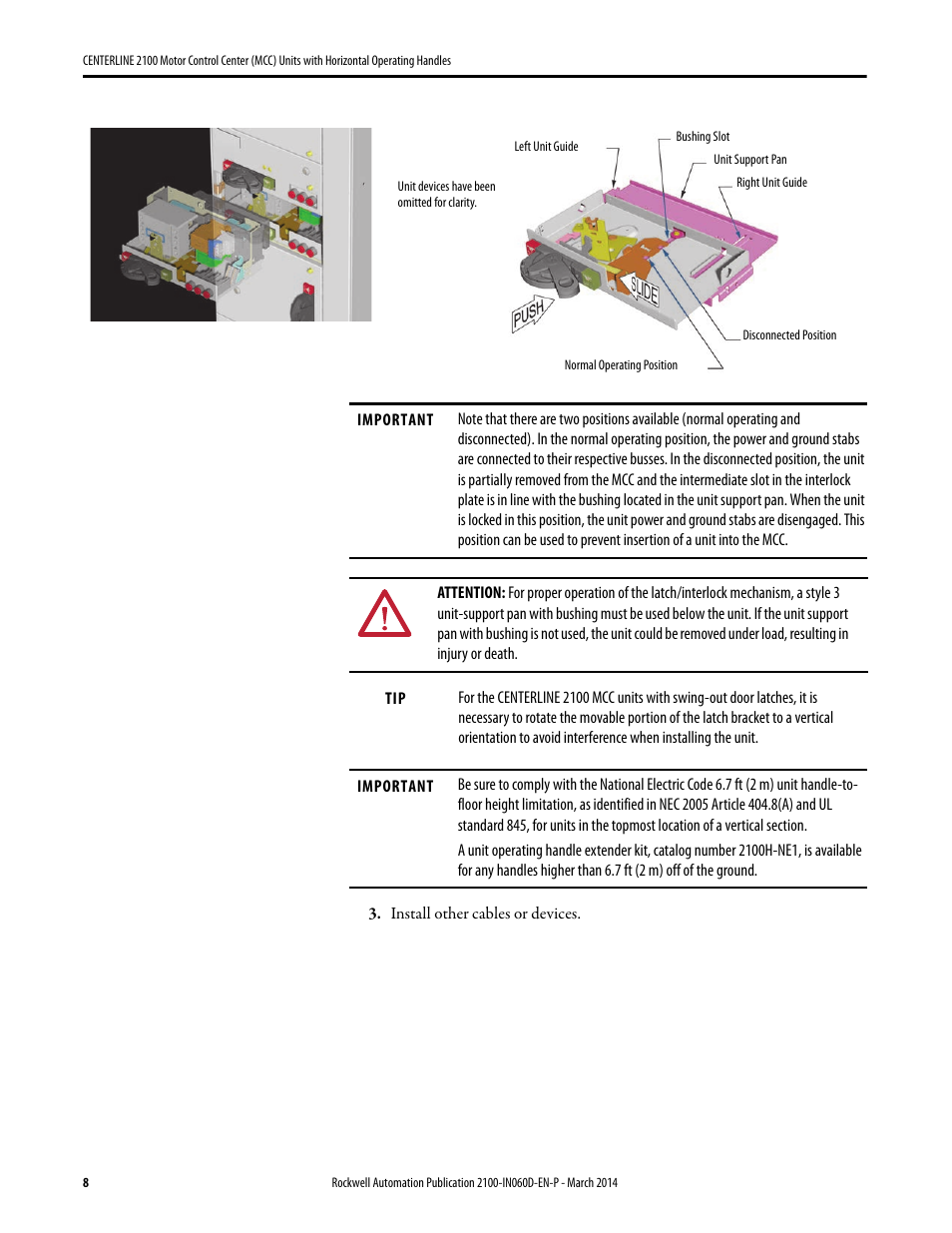 Rockwell Automation 2100 CENTERLINE Motor Control Center (MCC) Units with Horizontal Operating Handl User Manual | Page 8 / 12