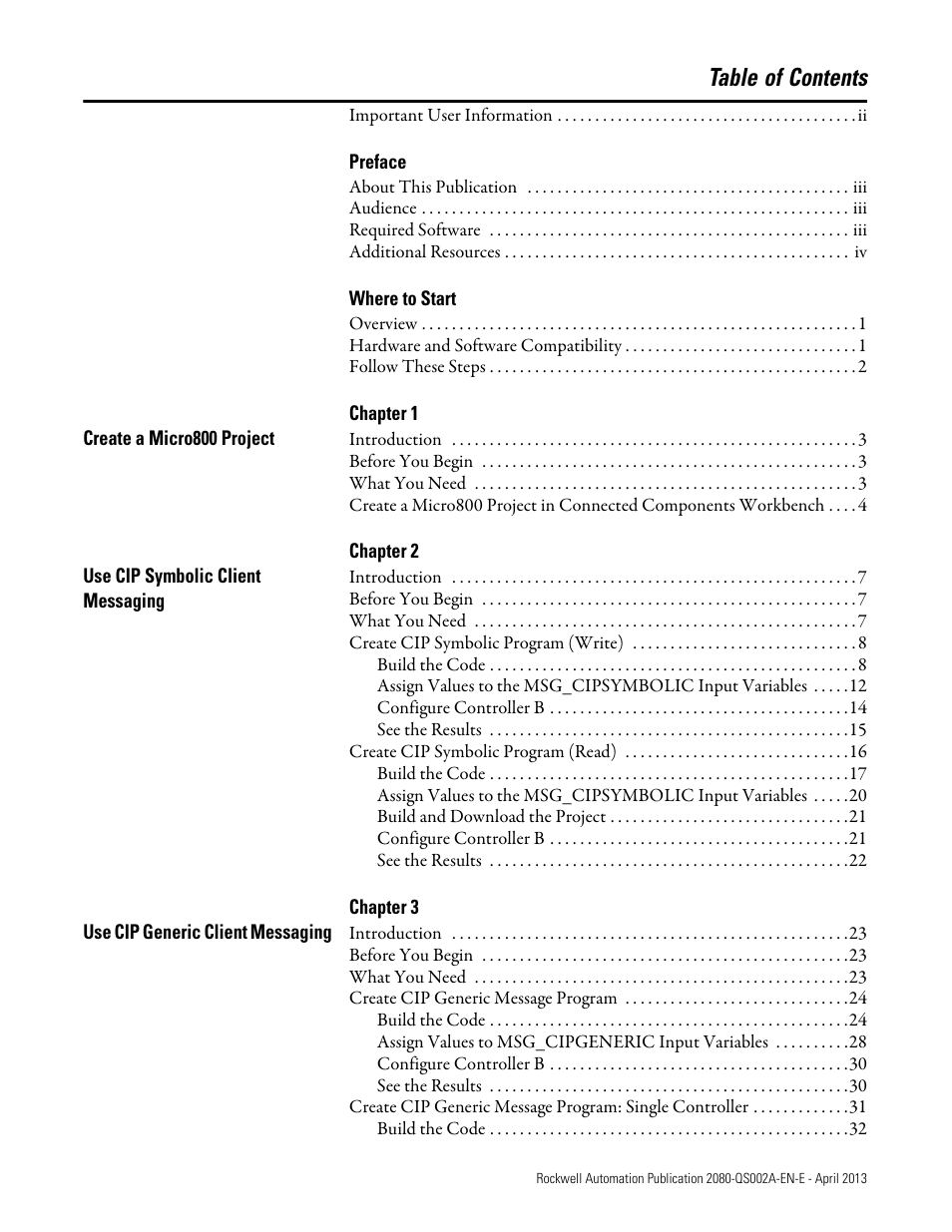 Rockwell Automation 2080-LC50 Micro800 Controllers: Getting Started with CIP Client Messaging User Manual | Page 5 / 62
