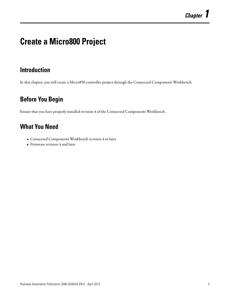 1 - create a micro800 project, Create a micro800 project, Introduction | Before you begin, What you need | Rockwell Automation 2080-LC50 Micro800 Controllers: Getting Started with CIP Client Messaging User Manual | Page 9 / 62