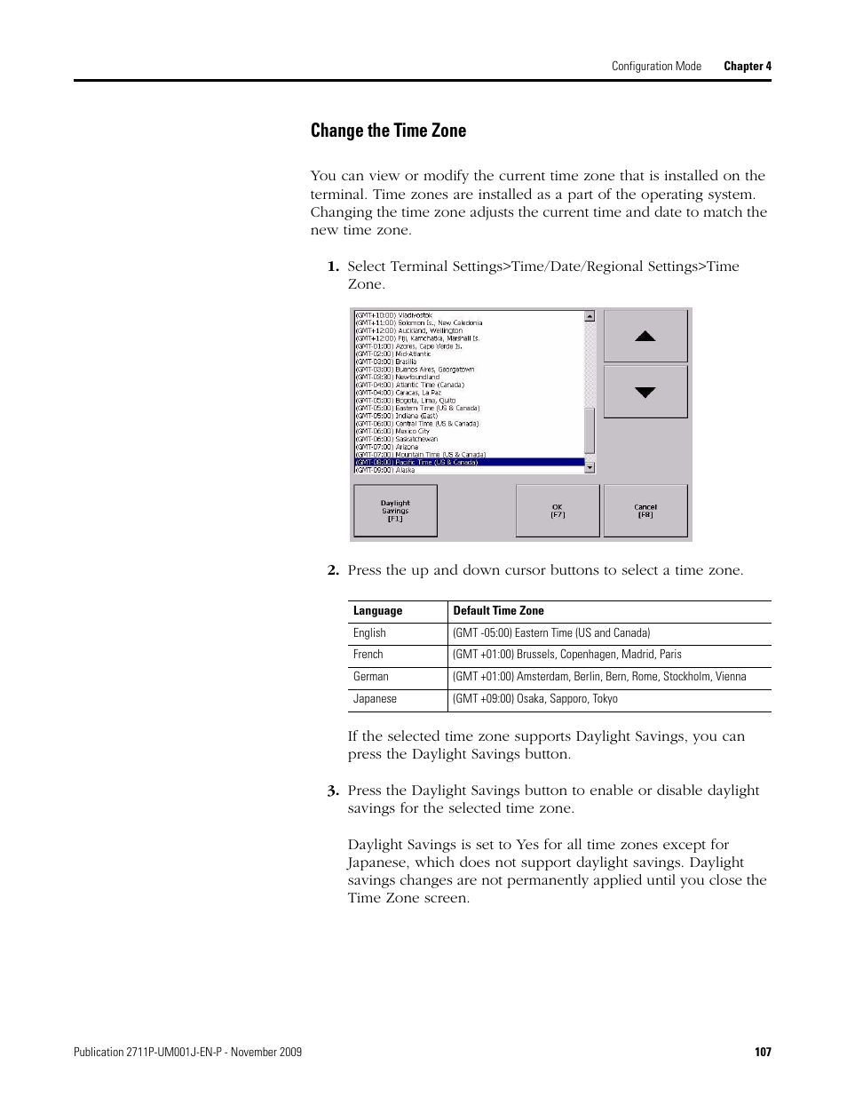 Change the time zone | Rockwell Automation 2711P PanelView Plus Terminal User Manual User Manual | Page 107 / 246