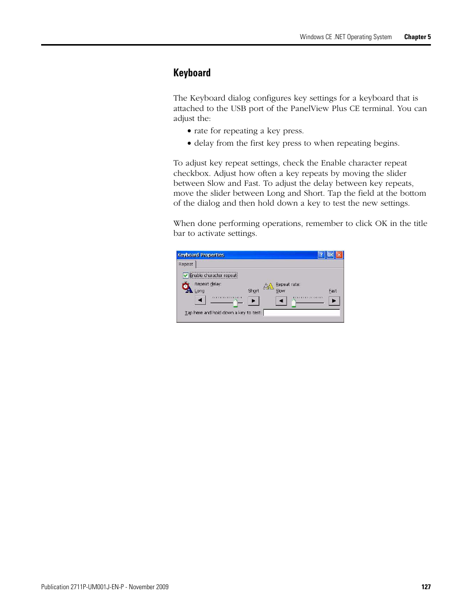 Keyboard | Rockwell Automation 2711P PanelView Plus Terminal User Manual User Manual | Page 127 / 246