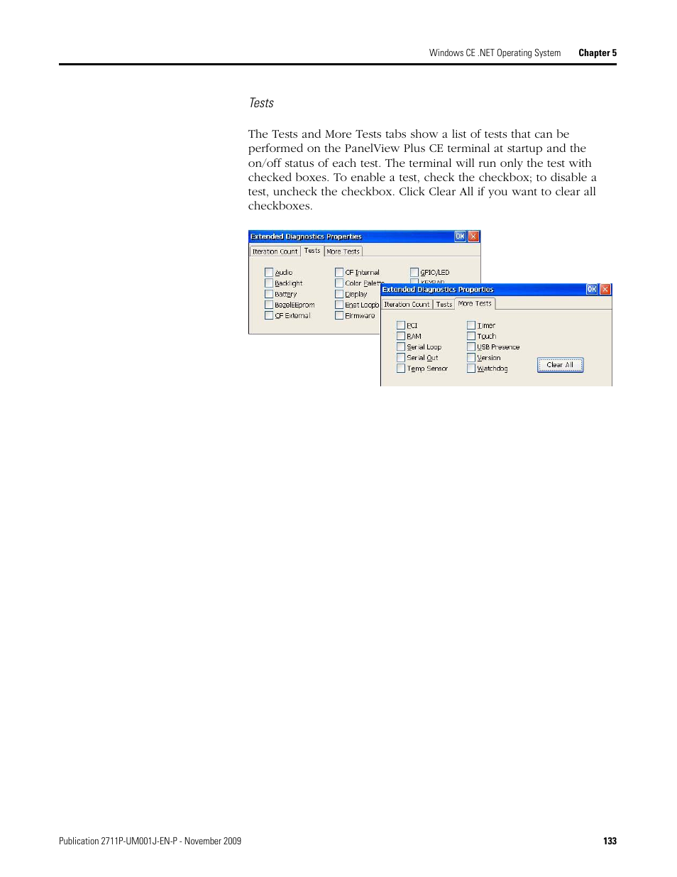 Tests | Rockwell Automation 2711P PanelView Plus Terminal User Manual User Manual | Page 133 / 246