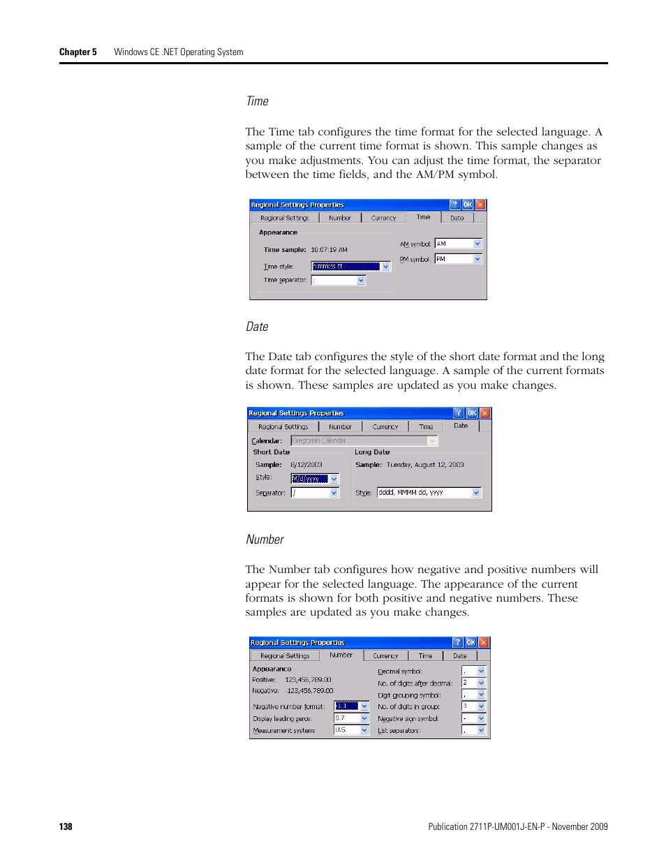 Time, Date, Number | Rockwell Automation 2711P PanelView Plus Terminal User Manual User Manual | Page 138 / 246