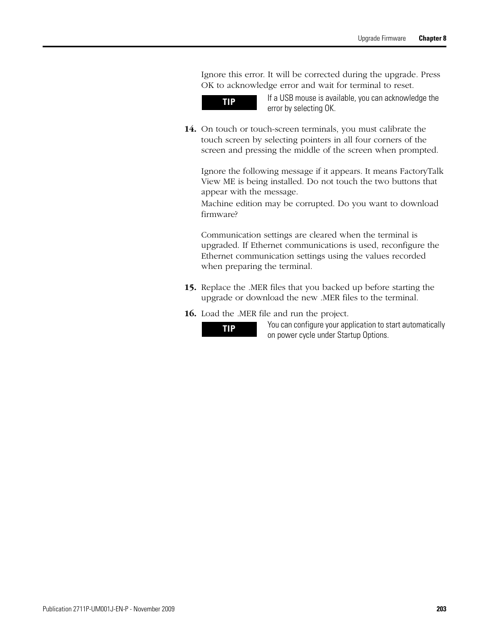 Load the .mer file and run the project | Rockwell Automation 2711P PanelView Plus Terminal User Manual User Manual | Page 203 / 246