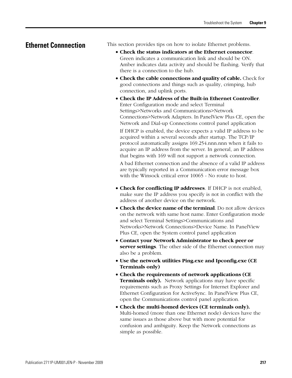 Ethernet connnection | Rockwell Automation 2711P PanelView Plus Terminal User Manual User Manual | Page 217 / 246