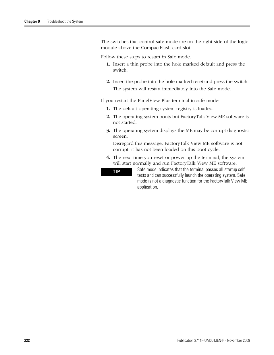 The default operating system registry is loaded | Rockwell Automation 2711P PanelView Plus Terminal User Manual User Manual | Page 222 / 246