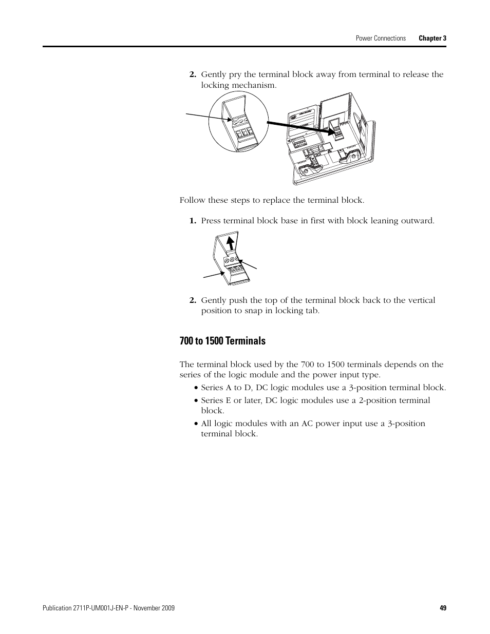 700 to 1500 terminals | Rockwell Automation 2711P PanelView Plus Terminal User Manual User Manual | Page 49 / 246