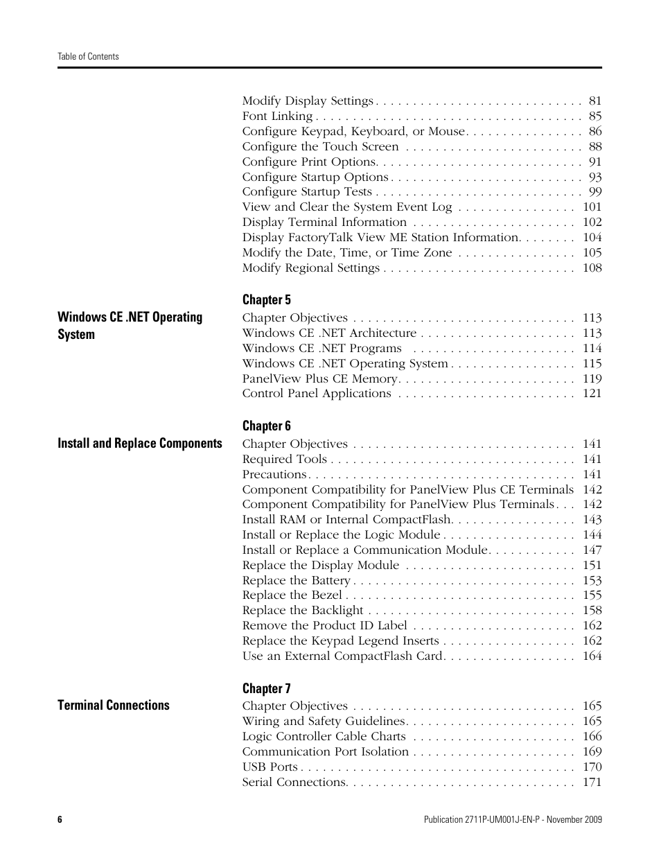 Rockwell Automation 2711P PanelView Plus Terminal User Manual User Manual | Page 6 / 246
