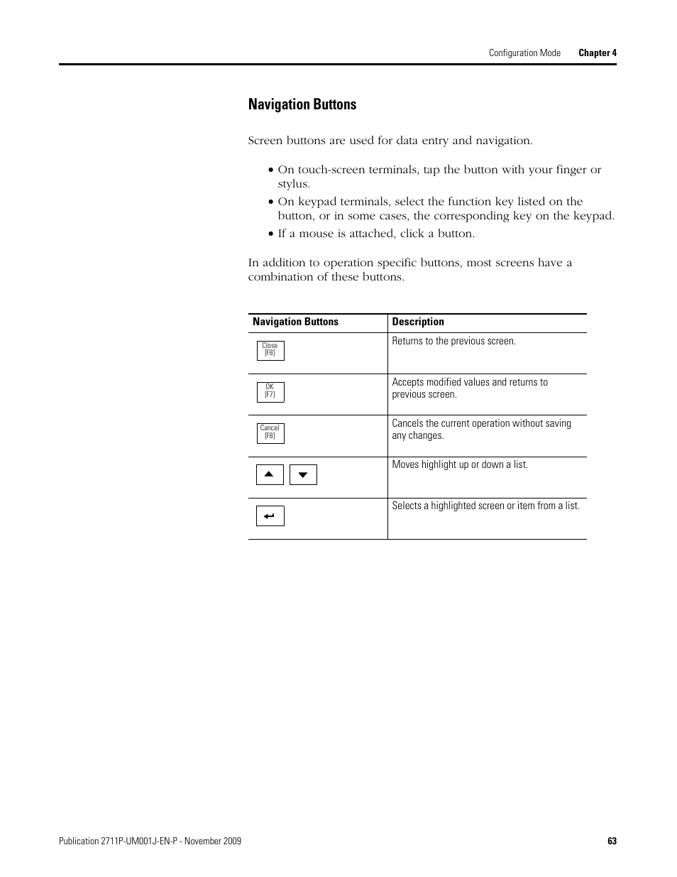 Navigation buttons | Rockwell Automation 2711P PanelView Plus Terminal User Manual User Manual | Page 63 / 246