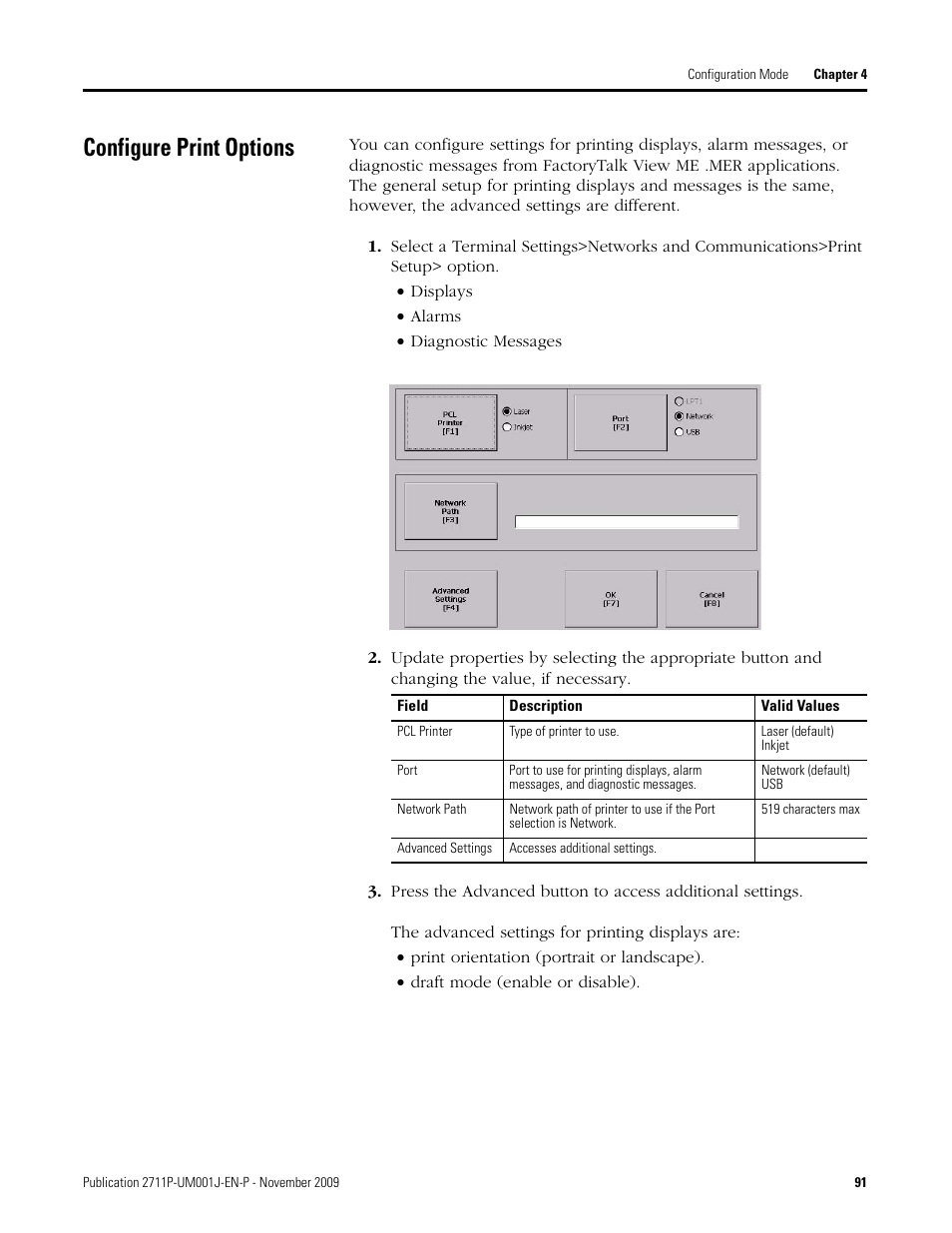 Configure print options | Rockwell Automation 2711P PanelView Plus Terminal User Manual User Manual | Page 91 / 246