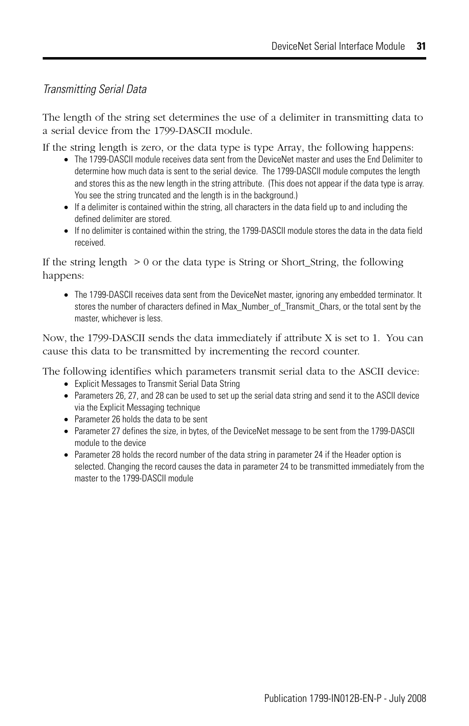 Rockwell Automation 1799-DASCII DeviceNet Serial Interface User Manual | Page 31 / 36