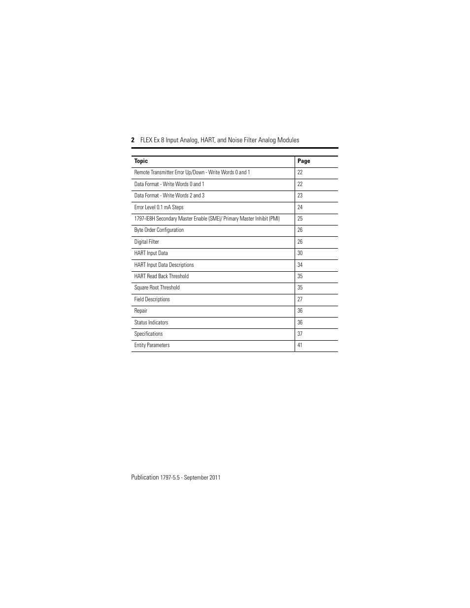 Rockwell Automation 1797-IE8NF FLEX Ex 8 Input Analog, HART and Noise Filter Module User Manual | Page 2 / 52