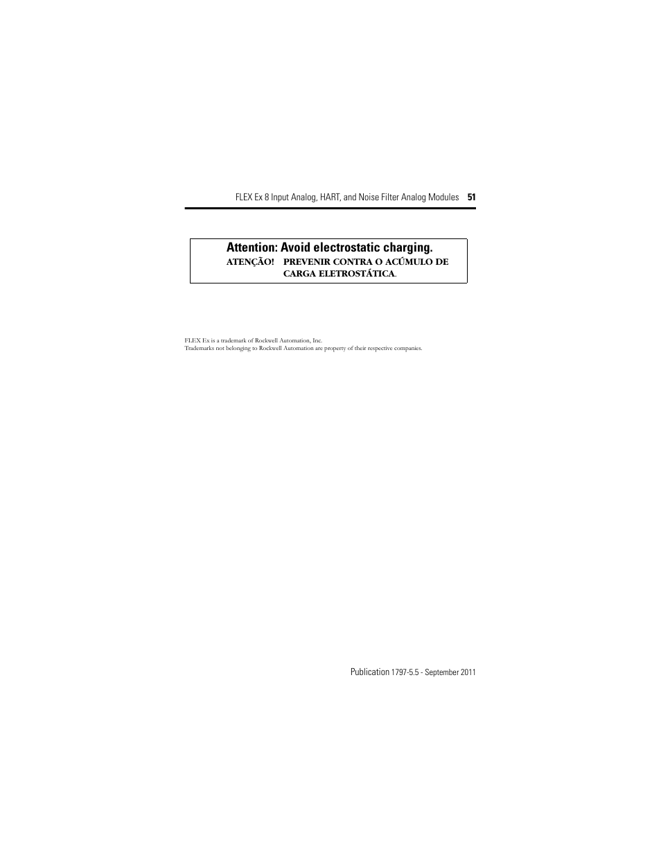 Attention: avoid electrostatic charging | Rockwell Automation 1797-IE8NF FLEX Ex 8 Input Analog, HART and Noise Filter Module User Manual | Page 51 / 52