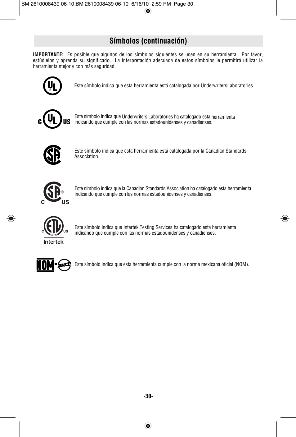 Símbolos (continuación) | Bosch JS470E User Manual | Page 30 / 40