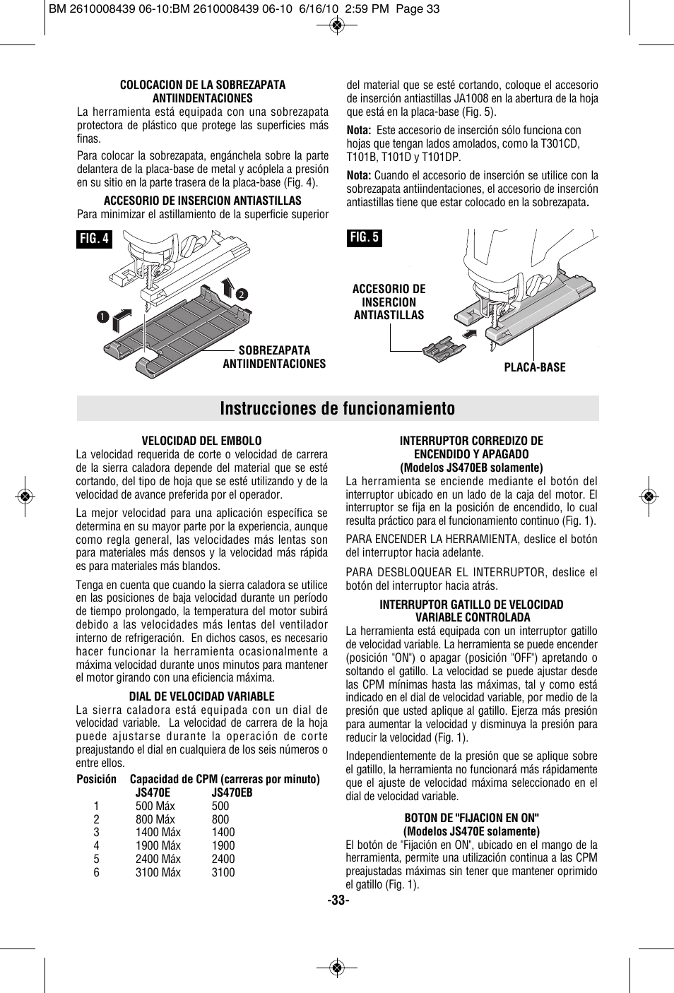 Instrucciones de funcionamiento | Bosch JS470E User Manual | Page 33 / 40