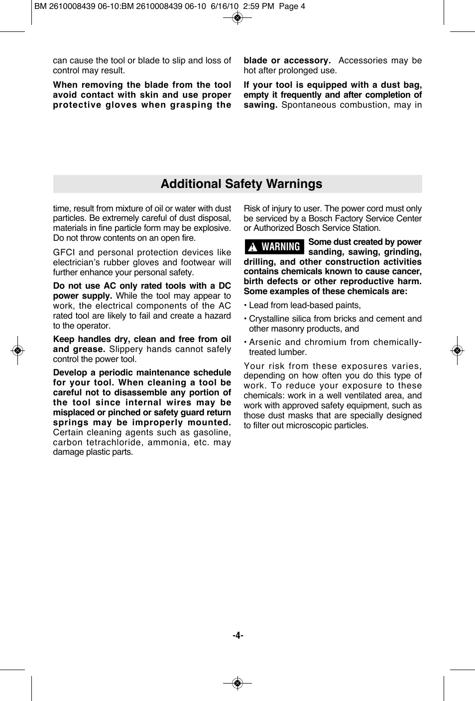 Additional safety warnings | Bosch JS470E User Manual | Page 4 / 40