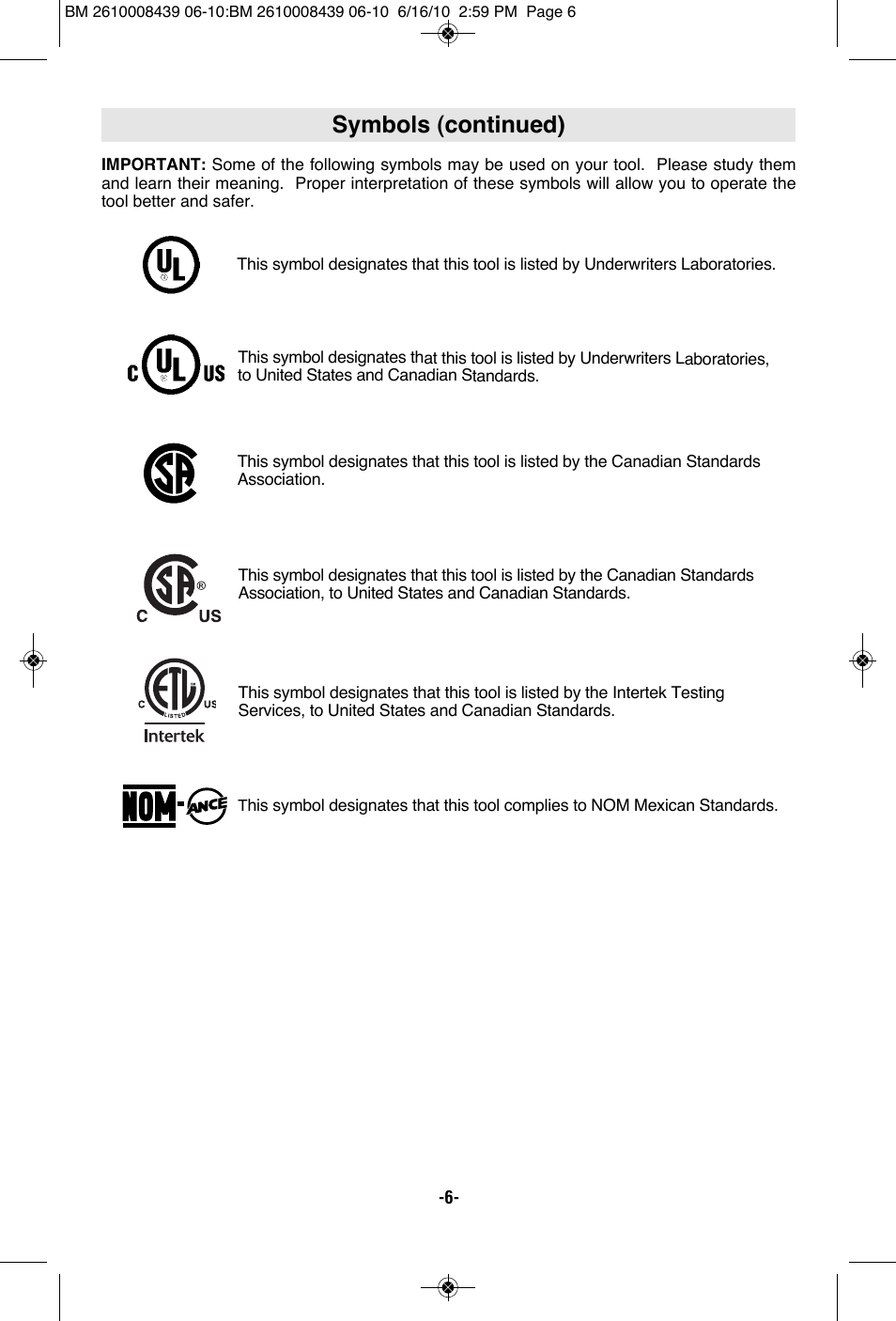 Symbols (continued) | Bosch JS470E User Manual | Page 6 / 40