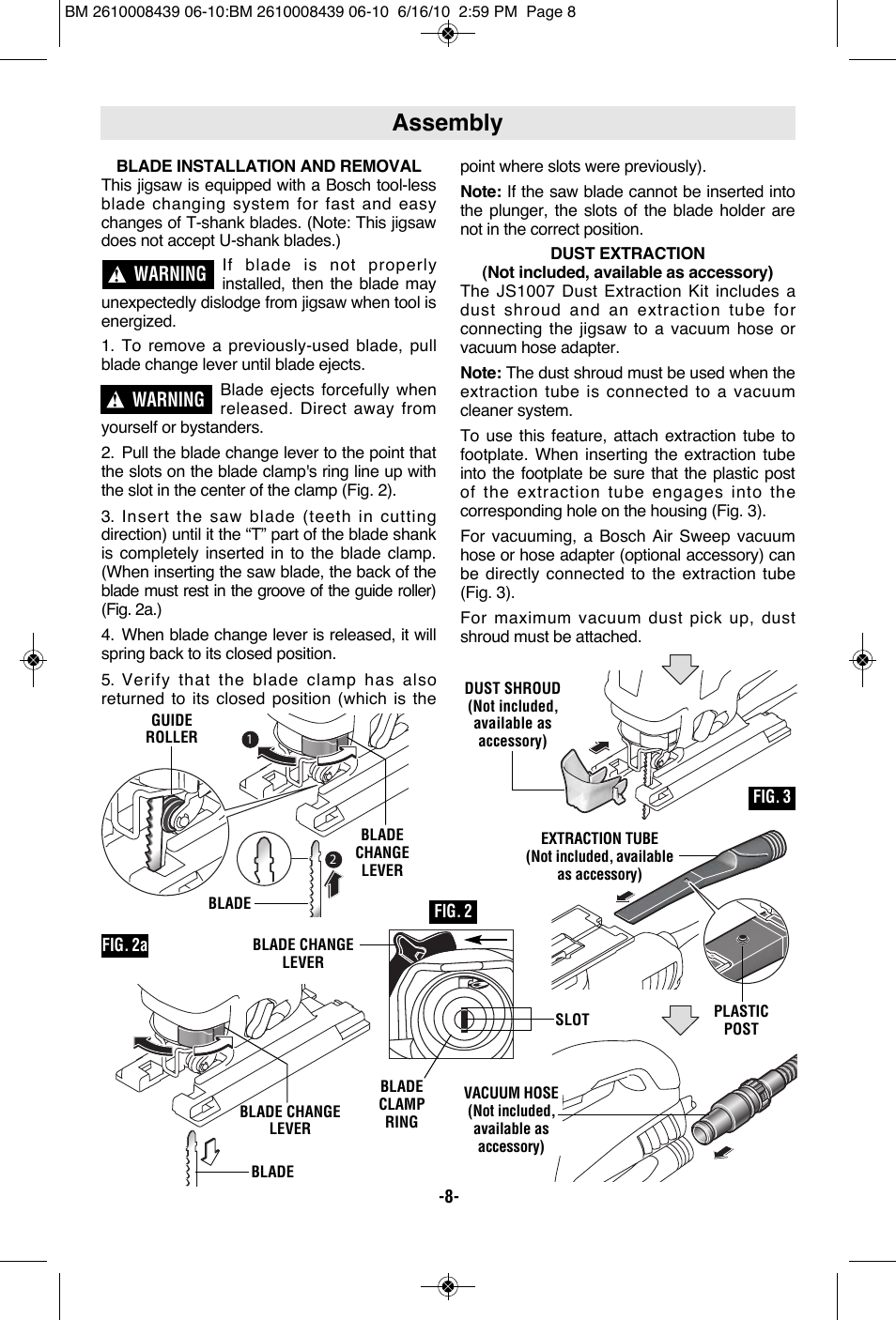 Assembly | Bosch JS470E User Manual | Page 8 / 40