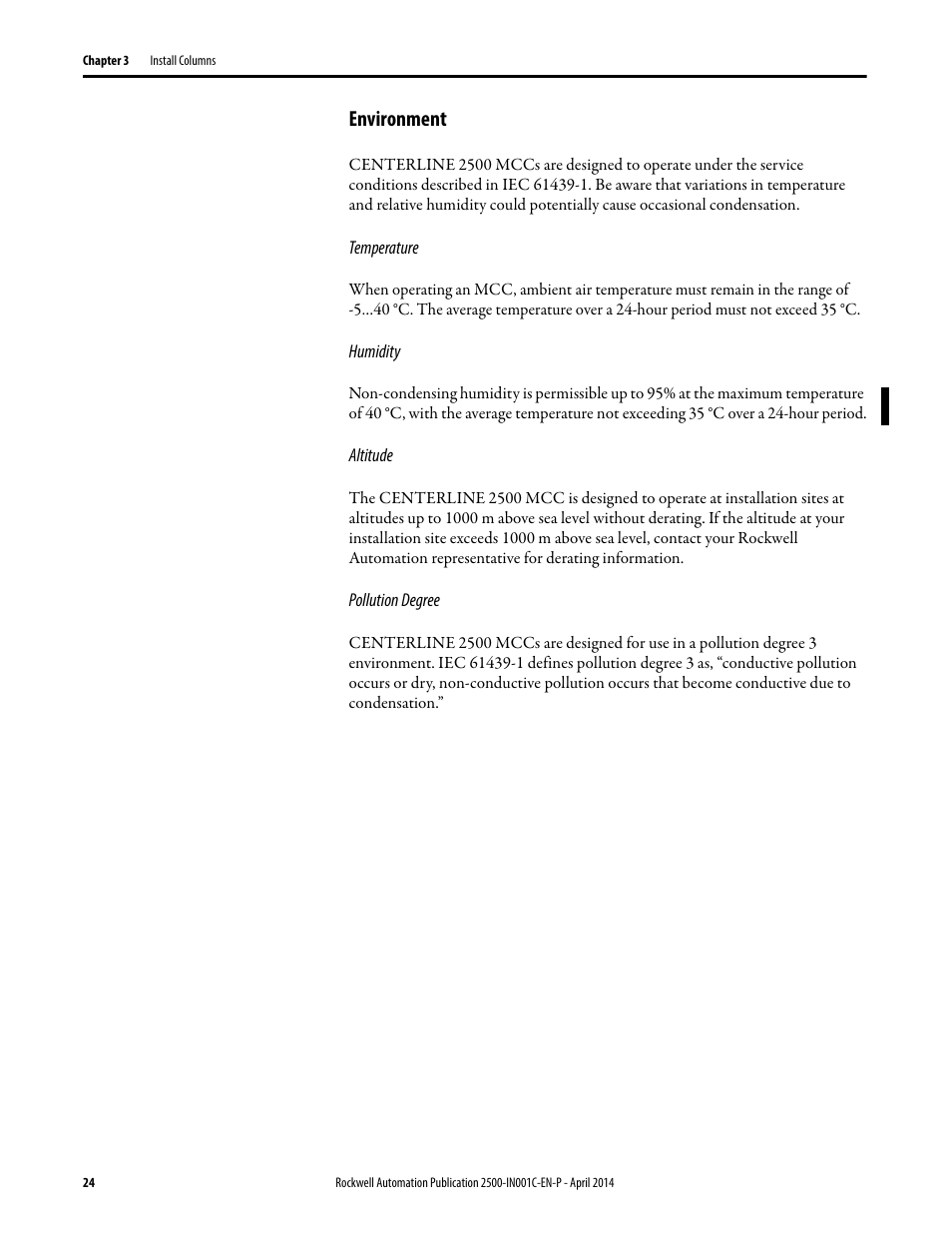 Environment | Rockwell Automation 2500 CENTERLINE Motor Control Centers Installation Manual User Manual | Page 24 / 100