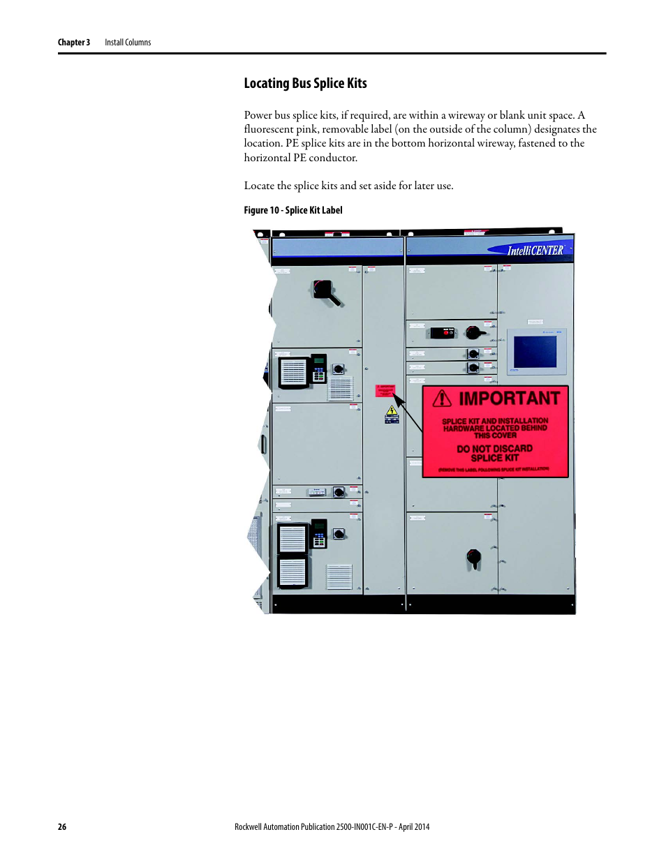 Locating bus splice kits | Rockwell Automation 2500 CENTERLINE Motor Control Centers Installation Manual User Manual | Page 26 / 100