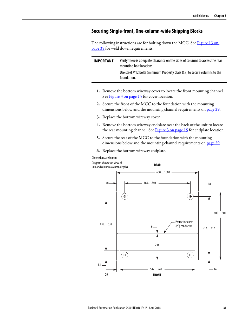 Rockwell Automation 2500 CENTERLINE Motor Control Centers Installation Manual User Manual | Page 31 / 100