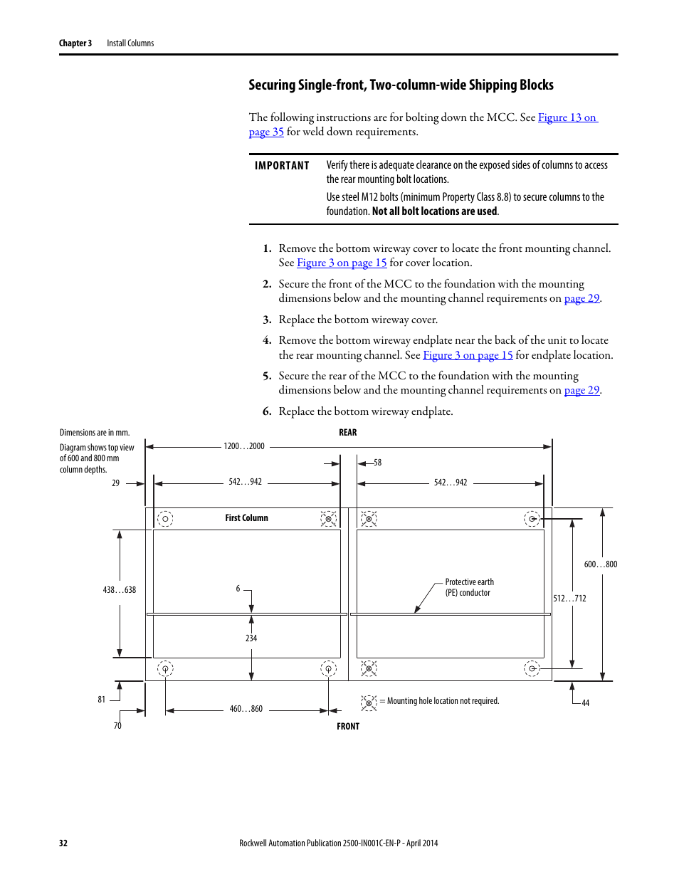 Rockwell Automation 2500 CENTERLINE Motor Control Centers Installation Manual User Manual | Page 32 / 100